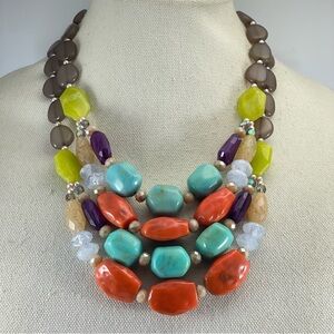 Premier Designs Spring Break Necklace Chunky Bold Lucite Beads Multi Layer Boho